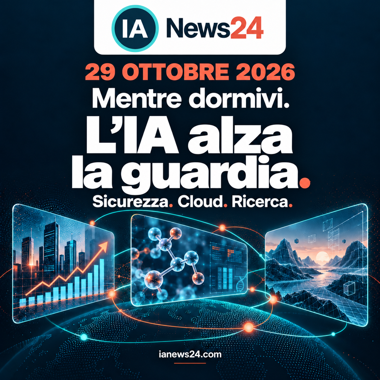 Mentre dormivi, 29 ottobre 2026. L’IA alza la guardia: sicurezza, cloud e ricerca.